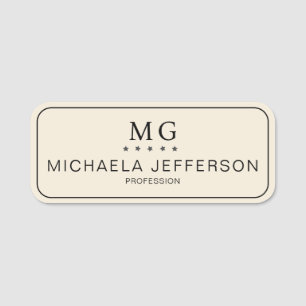 Elegantes Ivory Cream Monogram: Modernes Beruflich Namensschild