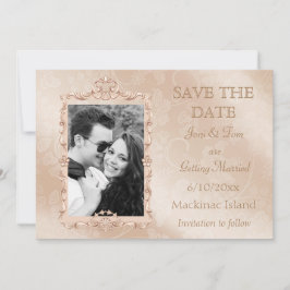 Elegantes Ivory & Gold Foto Save the Date Einladung