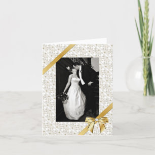 Elegantes Ivory & Gold Wedding Foto Vielen Dank Dankeskarte