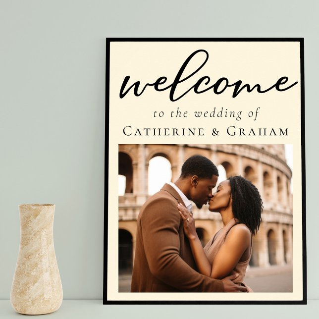 Elegantes Ivory Minimalistisch Wedding Welcome Fot Poster (Von Creator hochgeladen)
