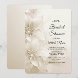 Elegantes Ivory White Blume Brautparty Einladung