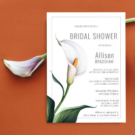 Elegantes Ivory White Calla Lily Brautparty Einladung