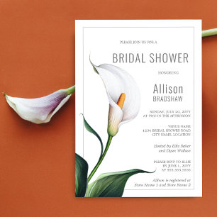 Elegantes Ivory White Calla Lily Brautparty Einladung