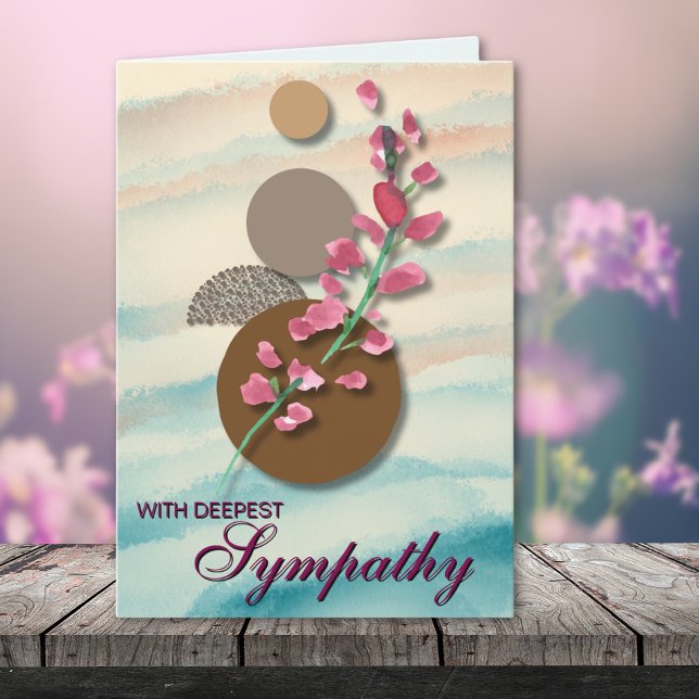 Elegantes Japandi mit Beileid Watercolor Florals Karte (Von Creator hochgeladen)