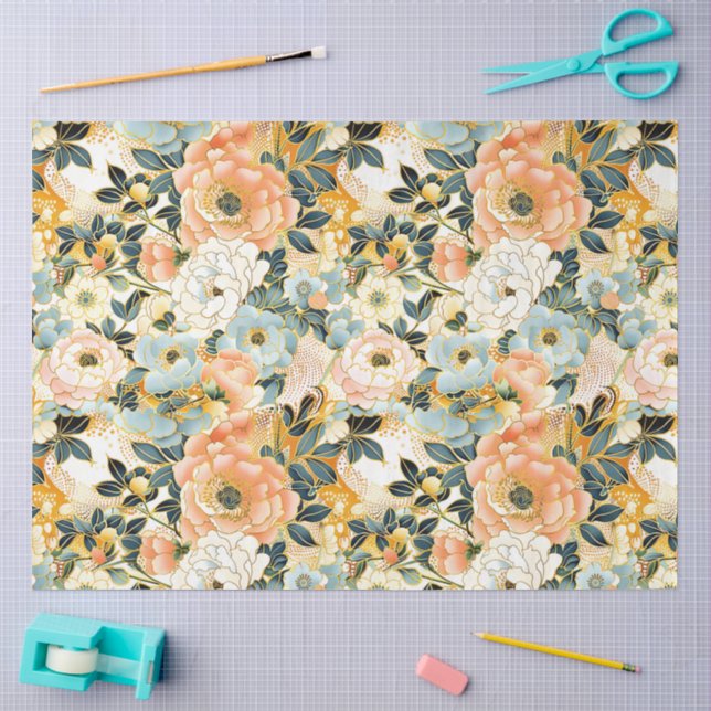 Elegantes japanisches Blumenzauber-Tissue Seidenpapier (Basteln)