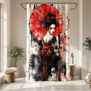Elegantes japanisches Geisha-Mädchen Duschvorhang