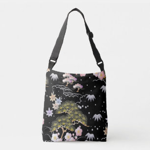 Elegantes japanisches Inspiriertes botanisches Kun Tragetaschen Mit Langen Trägern