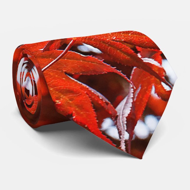 Elegantes japanisches Rotes Ahorn-Blätter Krawatte (Gerollt)