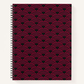 Elegantes Japanisches Seigaiha-Rotwellenmuster Notizbuch