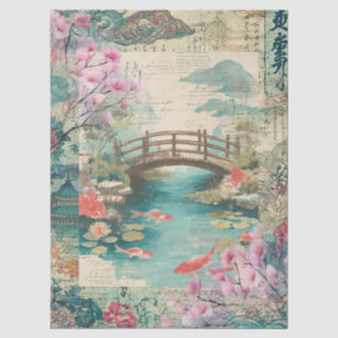 Elegantes japanisches Themed Collage Decoupage Seidenpapier