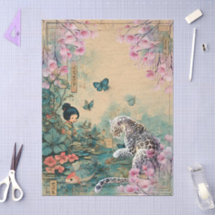 Elegantes japanisches Themed Decoupage Crafting Seidenpapier