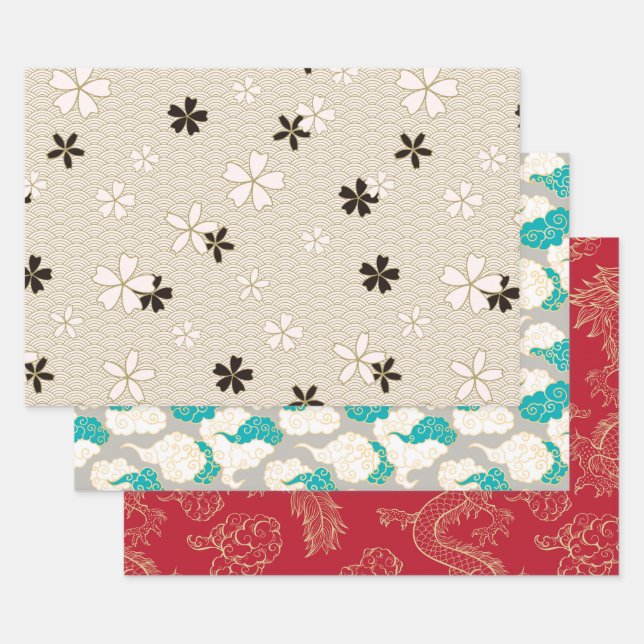 Elegantes japanisches Wrapping Paper | Traditionel Geschenkpapier Set (Set)