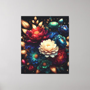 Elegantes Jewel Toned Floral Design mit Glühbirne Leinwanddruck