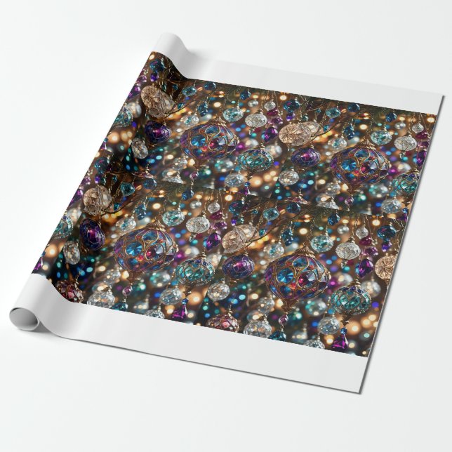 Elegantes Jewel Toned Ornament Matte Wrapping Pape Geschenkpapier (Ungerollt)