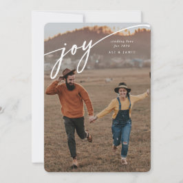 Elegantes 'Joy' White Script New Year Flat Foto Feiertagskarte