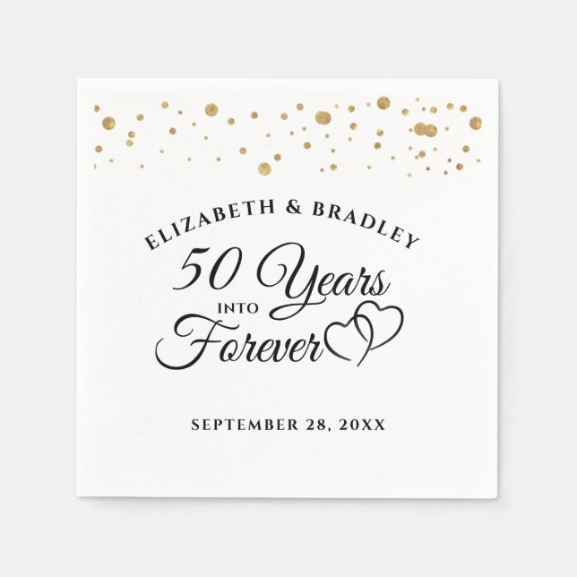 Elegantes Jubiläum 50 JAHRE IN FEIERLICHE Herzen Serviette (Vorderseite)