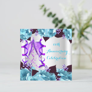 Elegantes Jubiläum Party Aquamarin Blau Lila 2 Einladung