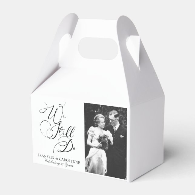 Elegantes Jubiläum Vow Renewal Foto Geschenkschachtel (Vorderseite)