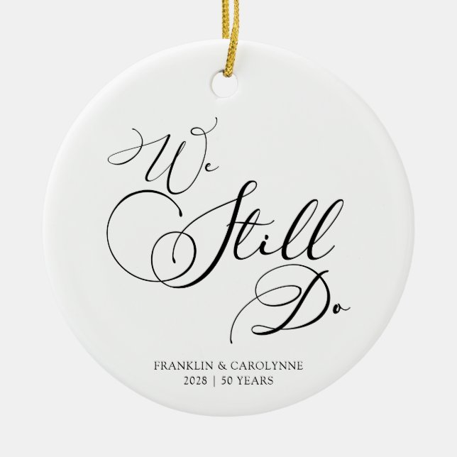 Elegantes Jubiläums-Gelübdeerneuerung Benutzerdefi Keramik Ornament (Vorne)