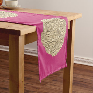 Elegantes Jugendstil-Gold fuschia rosa Moderne Kurzer Tischläufer
