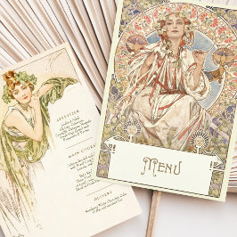 Elegantes Jugendstil Hochzeitsmenü Einladung