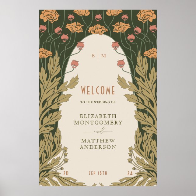 Elegantes Jugendstil-Hochzeitssymbol Poster (Vorne)