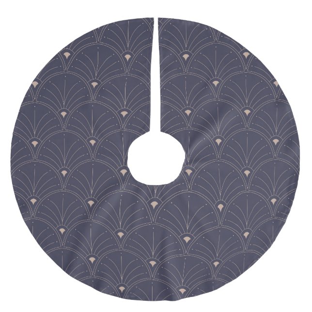 Elegantes Jugendstil, minimalistisches Muster. Polyester Weihnachtsbaumdecke (Vorderseite)
