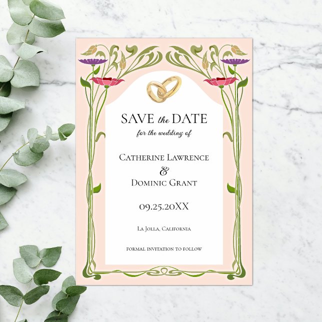 Elegantes Jugendstil mit Rings Wedding Save The Date (Von Creator hochgeladen)