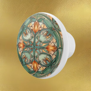 elegantes Jugendstil-Muster Keramikknauf