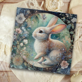 Elegantes Jugendstilkaninchen in Ostern mit Blumen