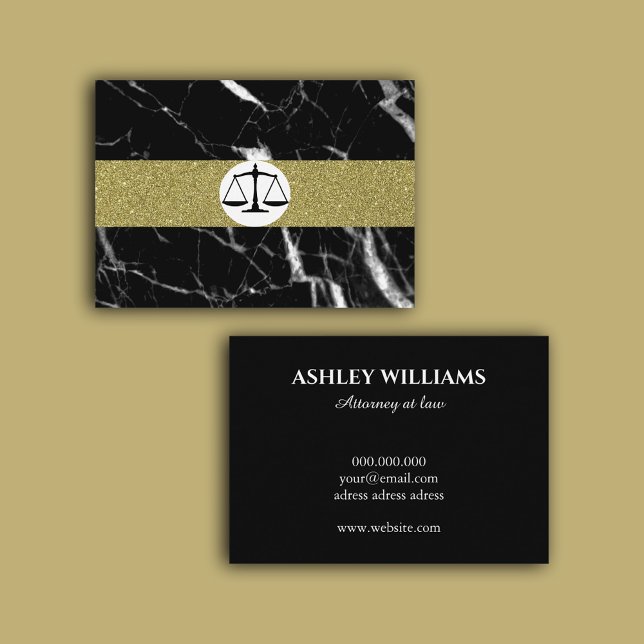 Elegantes Juristengold aus schwarzem Marmor Visitenkarte (Attorney at law, lawyer- black marble gold business card)