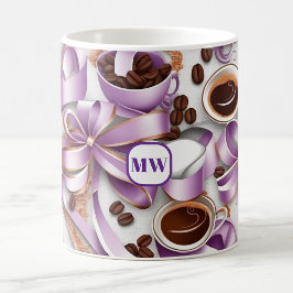 Elegantes Kaffeelavender Band Bowles Monogramm Kaffeetasse