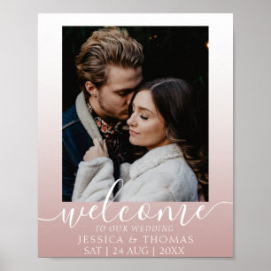 Elegantes Kalligrafie-Foto-Roségold-Hochzeitsplaka Poster