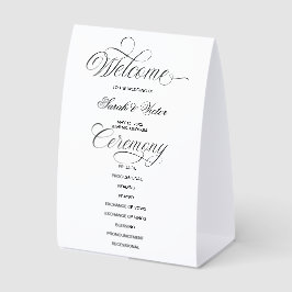 Elegantes Kalligrafie-Hochzeitsprogramm  Tischaufsteller