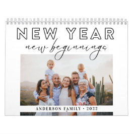 Elegantes Kalligrafie Neues Jahr Neubeginn Foto Kalender