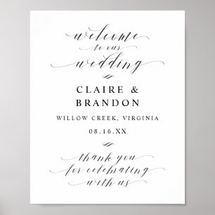 Elegantes Kalligrafie-Script Begrüßungszeichen Poster