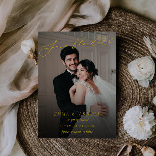 Elegantes Kalligrafie-Script Hochzeitsfoto Save The Date