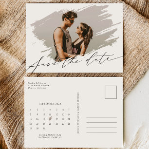 Elegantes Kalligrafie-Script-Kalender-Foto-Hochzei Save The Date