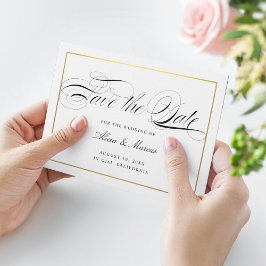 Elegantes Kalligrafie-Skript Save the Date Imitate Begleitkarte