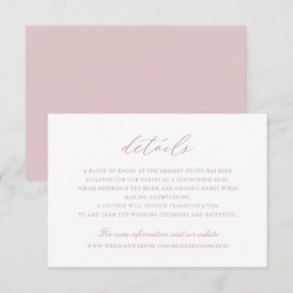 Elegantes Kalligrafie-Skriptblush-Hochzeitdetails Einladung