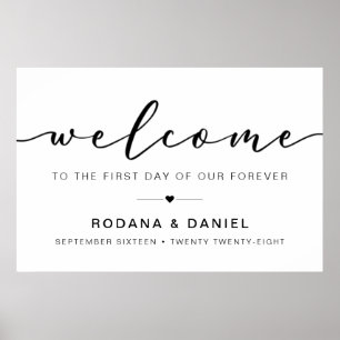 Elegantes Kalligrafie-Willkommens-Hochzeitsschild Poster