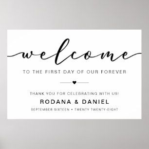 Elegantes Kalligrafie-Willkommens-Hochzeitsschild Poster