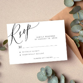 Elegantes Kalligrafieschrift Schwarz-Weiß-Hochzeit RSVP Karte