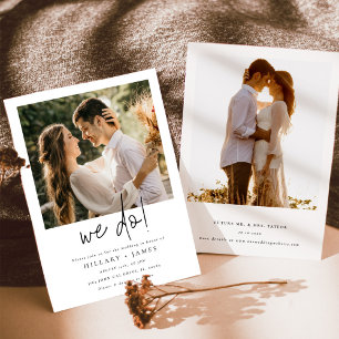 Elegantes kalligrafisches Foto, das wir Hochzeit m Einladung
