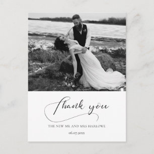 Elegantes kalligrafisches Hochzeitsszenario Foto v Postkarte