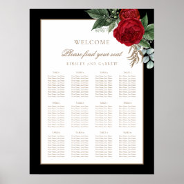 Elegantes Kalligrafisches Schwarz-Weiß-Sitzdiagram Poster