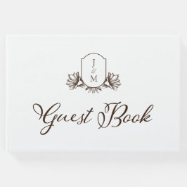 Elegantes Kalligraphie- und botanisches Monogramm- Gästebuch