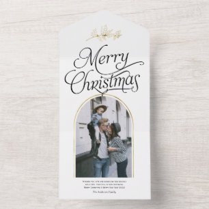 Elegantes Kalligraphie Weihnachtsfamiliengebirge F All In One Einladung