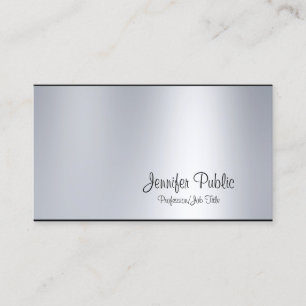 Elegantes Kalligraphieskript Silver Look Glam Schl Visitenkarte