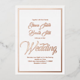 Elegantes kalligraphisches Herz Hochzeitstiefel Folieneinladung